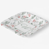 Monogram Winter Foliage Holiday Papieren Bordje (Gebogen)