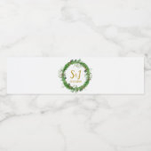 Monogram | Winter Greenery Wreath Wedding Favor Waterfles Etiket (Enkel label)