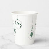 Monogram Winter Groene Bauble Ornamenten Papieren Bekers (Rechts)