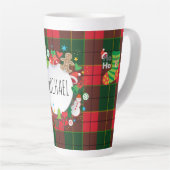 Monogram Winter Holiday Christmas Scottish Pattern Latte Mok (Rechterhoek)