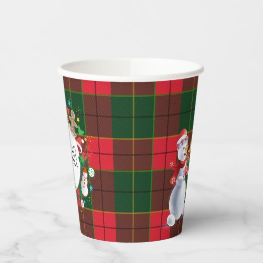 Monogram Winter Holiday Christmas Scottish Pattern Papieren Bekers (Links)
