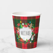 Monogram Winter Holiday Christmas Scottish Pattern Papieren Bekers (Voorkant)