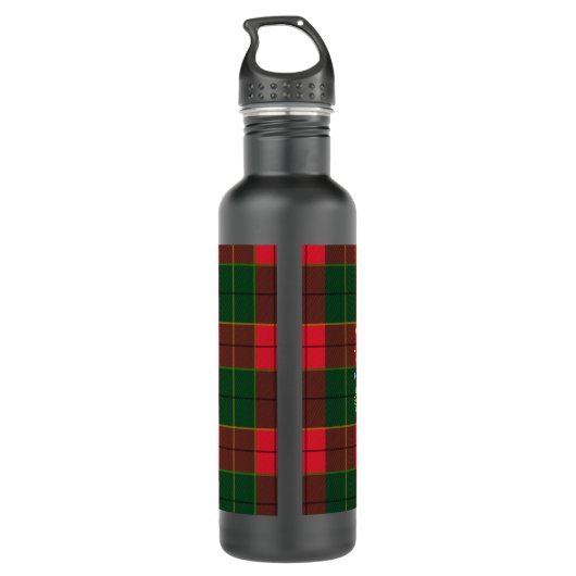 Monogram Winter Holiday Christmas Scottish Pattern Waterfles (Achterkant)