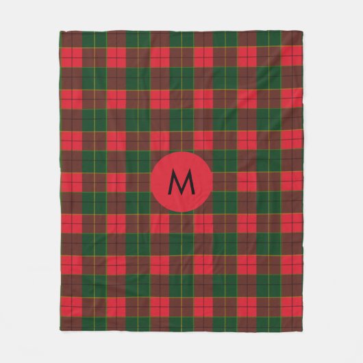 Monogram Winter Holiday Tartan pattern Scottish Fleece Deken (Voorkant)