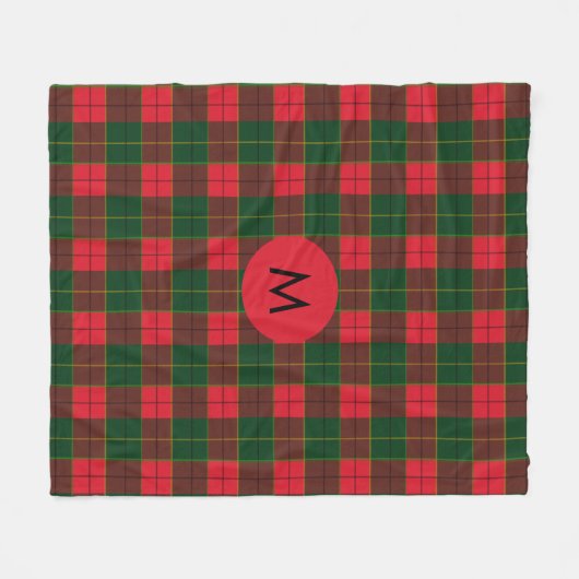 Monogram Winter Holiday Tartan pattern Scottish Fleece Deken (Voorkant (Horizontaal))