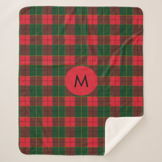 Monogram Winter Holiday Tartan pattern Scottish Sherpa Deken