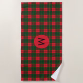 Monogram Winter Holiday Tartan pattern Scottish Strandlaken (Voorkant)
