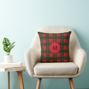 Monogram Winter Kerst Tartan patroon Schots Kussen