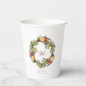 Monogram Winter Kerstmis krans Baby shower Papieren Bekers (Voorkant)
