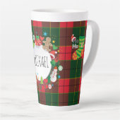 Monogram Winter Kerstvakantie Schots Patroon Latte Mok (Rechterhoek)
