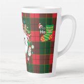 Monogram Winter Kerstvakantie Schots Patroon Latte Mok (Rechts)
