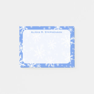 Monogram Winter Sneeuwvlokken op Korensgeelblauw Post-it® Notes