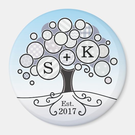 Monogram Winter Weddenschap Patroonboom Magneet (Voorkant)