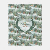 Monogram Winter Woodland Deer Fleece Deken (Voorkant)