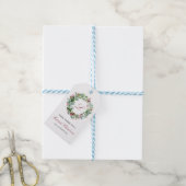 Monogram Wintergroen Krans Vakantie Cadeaulabel (Met Touw)