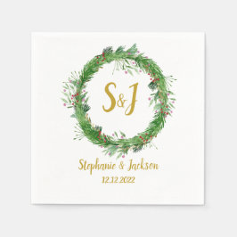 Monogram | Wintergroene Huwelijks krans Servet