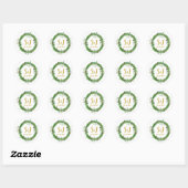 Monogram | Winterse groene huwelijksenvelopzegel Ronde Sticker (Vel)