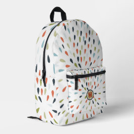 Monogram Wit Blauw Groen Sinaasappel Drop Patroon Bedrukte Rugzak