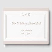 Monogram Wit Blush Roze Goud Elegant Bruiloft Gastenboek (Voorkant)