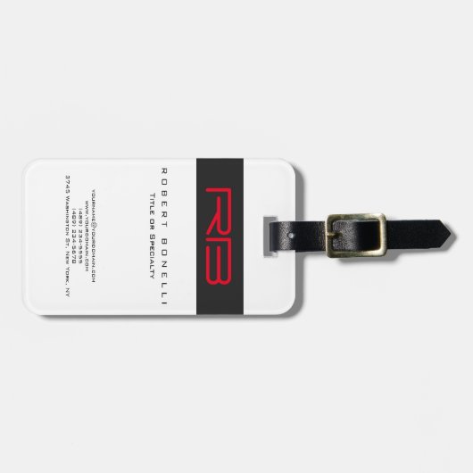 Monogram Wit Donkergrijs Rood Bagagelabel (Voorkant horizontaal)