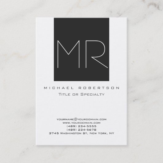 Monogram wit donkergrijs uniek Visitekaartje (Voorkant)