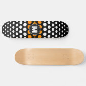 Monogram wit & donkeroranje polka stippenpatroon skateboard (Horizontaal)