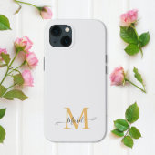 Monogram wit | Elegant minimalistisch Case-Mate iPhone Case