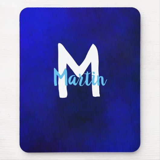 Monogram wit en blauw muismat (Voorkant)