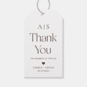 Monogram Wit en Bruin Trouw Geschenk Bedankt Cadeaulabel (Voorkant)