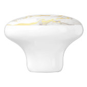 Monogram Wit en Goud Nepmarmer Keramische Knop (Zijkant)