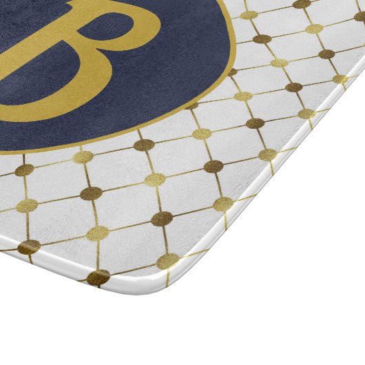 Monogram wit en goudpuntenrooster snijplank (Hoek)