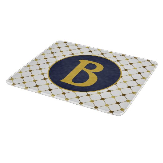 Monogram wit en goudpuntenrooster snijplank (Hoek)