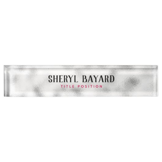 Monogram wit en grijs gemalen glas naambordje (Voorkant)