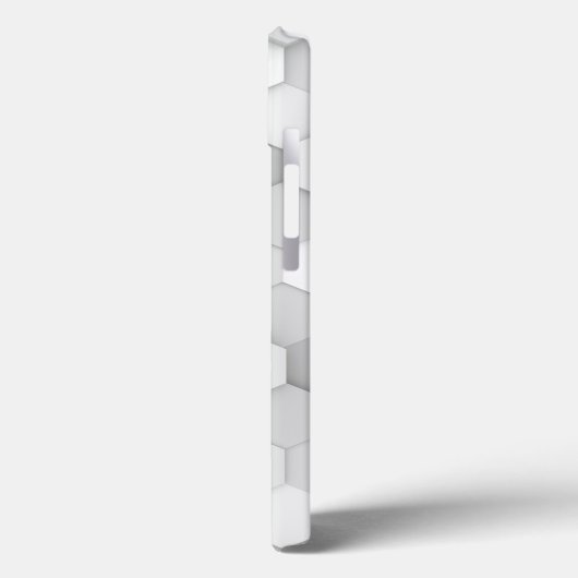 Monogram Wit en grijs Geometrisch Hexagon Patroon Case-Mate iPhone Case (Achterkant / Links)