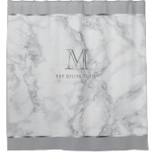 Monogram Wit en grijs Marmer Ontwerp Douchegordijn (Voorkant)