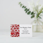 Monogram wit en rood hart patroon visitekaartje (Staand voorkant)