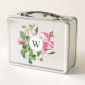 Monogram  wit en roze Magnolia Flowers (Achterkant)