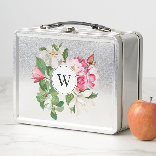 Monogram  wit en roze Magnolia Flowers (In situ)