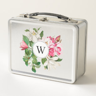 Monogram  wit en roze Magnolia Flowers