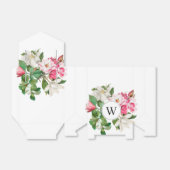 Monogram  wit en roze Magnolia Flowers Bedankdoosjes (Uitgevouwen)