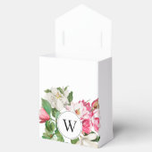 Monogram  wit en roze Magnolia Flowers Bedankdoosjes (Geopend)
