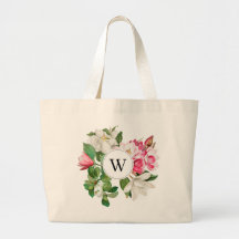 Monogram  wit en roze Magnolia Flowers
