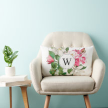 Monogram  wit en roze Magnolia Flowers
