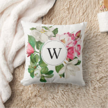 Monogram  wit en roze Magnolia Flowers