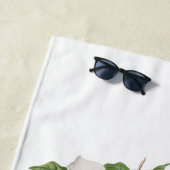 Monogram wit en roze Magnolia Flowers Strandlaken (In situ)