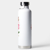 Monogram wit en roze Magnolia Flowers Waterfles (Rechts)