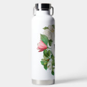 Monogram  wit en roze Magnolia Flowers Waterfles (Voorkant)