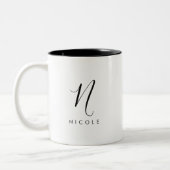 Monogram wit en zwart tweekleurige koffiemok (Links)