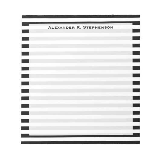 Monogram Wit- en Zwarte Streep Notitieblok (Voorkant)