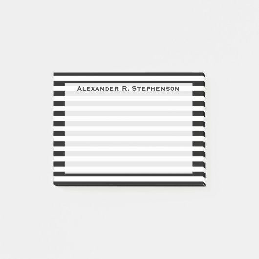 Monogram Wit en Zwarte Streep Post-it® Notes (Voorkant)